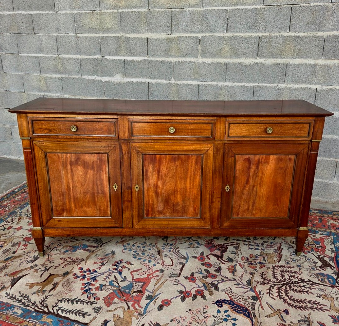 Enfilade en acajou blond, trois tiroirs, trois portes, Directoire, d'époque  XIXᵉ siècle