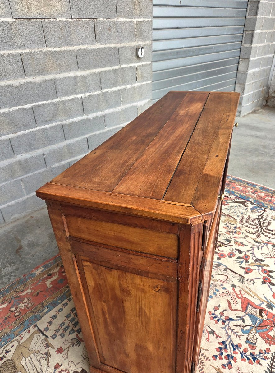 Louis XV-style Low Sideboard In Solid Cherry Wood, Period Piece -photo-3