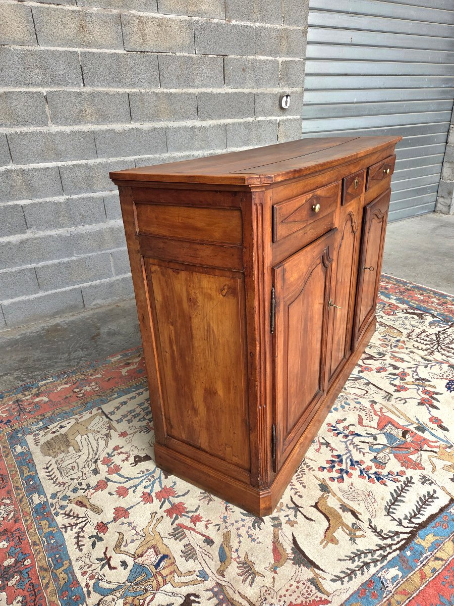 Louis XV-style Low Sideboard In Solid Cherry Wood, Period Piece -photo-4