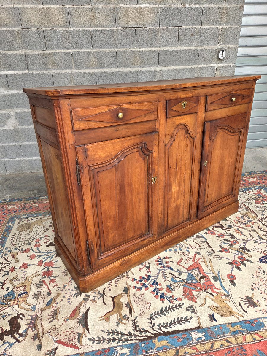 Louis XV-style Low Sideboard In Solid Cherry Wood, Period Piece -photo-5