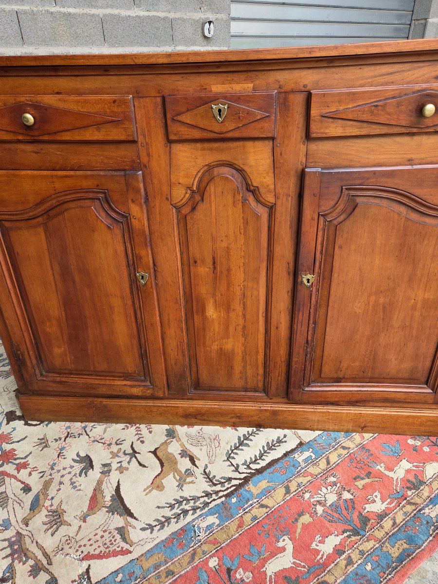 Louis XV-style Low Sideboard In Solid Cherry Wood, Period Piece -photo-7