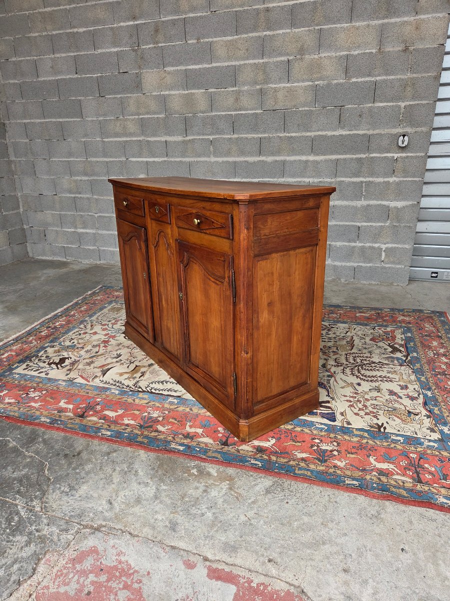 Louis XV-style Low Sideboard In Solid Cherry Wood, Period Piece -photo-8