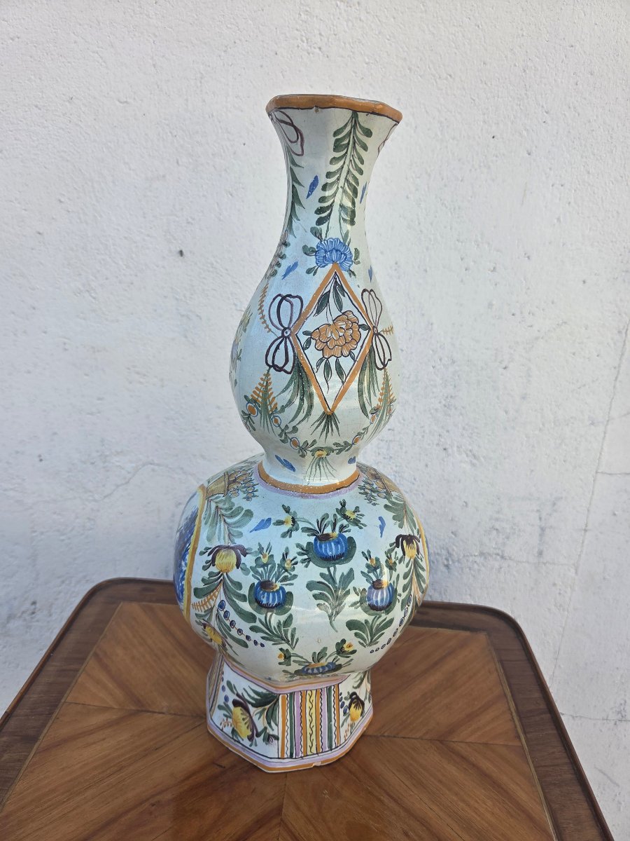  Earthenware Vase With Polychrome Floral Decoration, French, Early 20th Century-photo-4