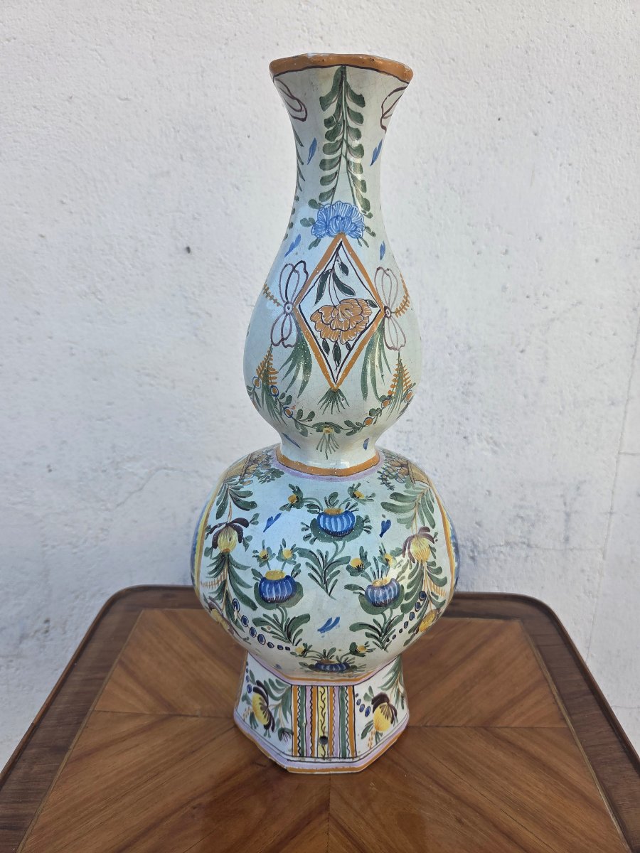  Earthenware Vase With Polychrome Floral Decoration, French, Early 20th Century-photo-4