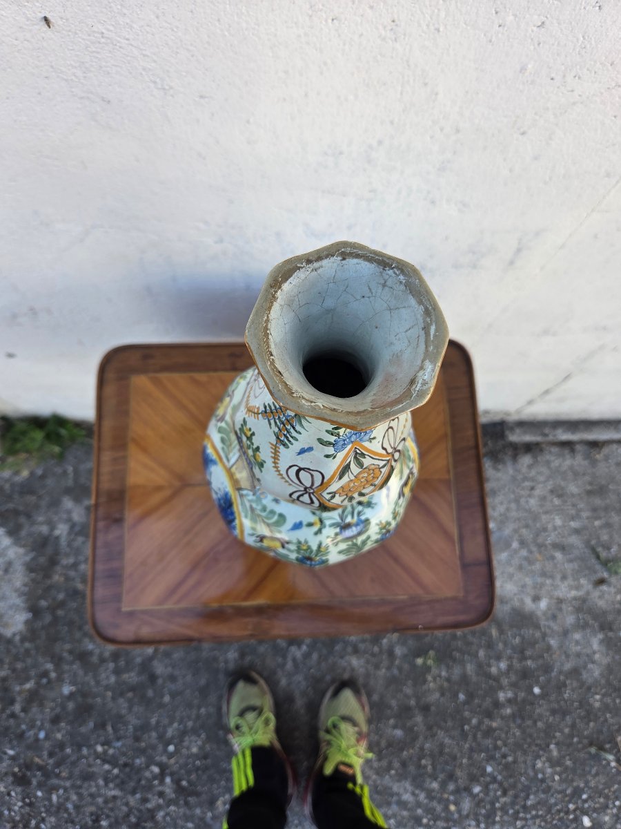  Earthenware Vase With Polychrome Floral Decoration, French, Early 20th Century-photo-6