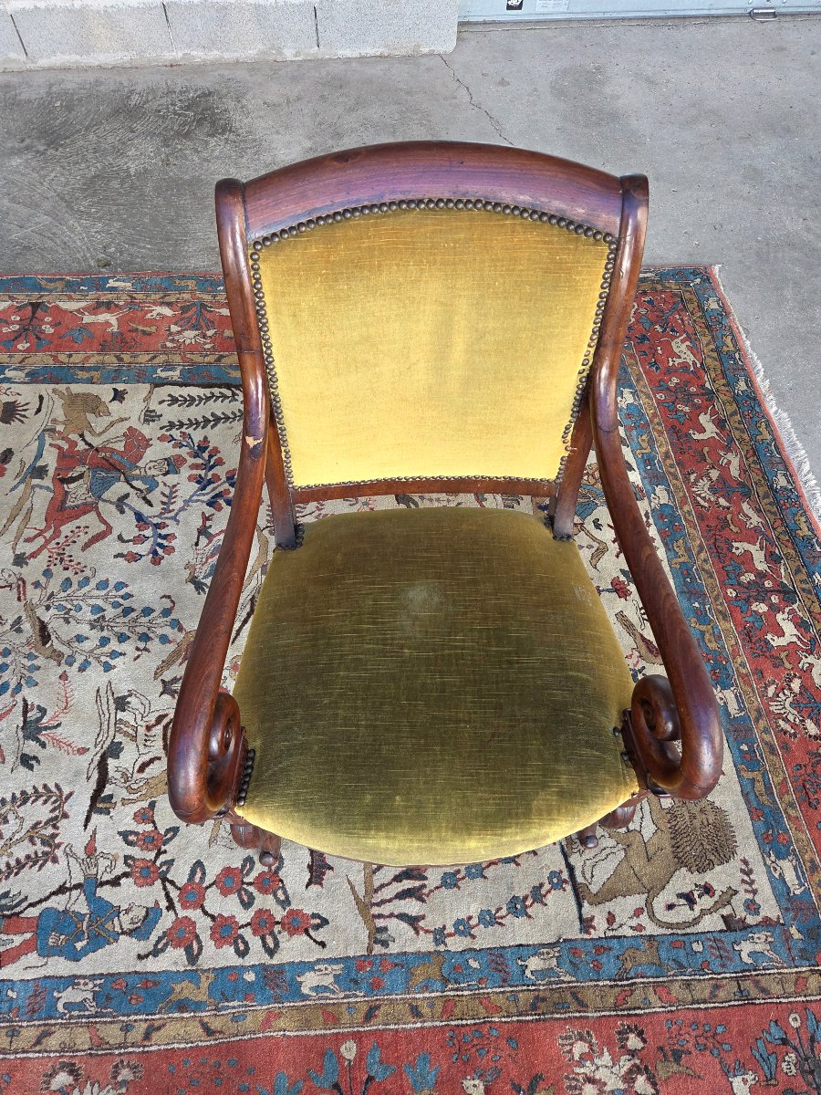 Pair Of Mahogany Armchairs, Empire Style, 19th-century -photo-3