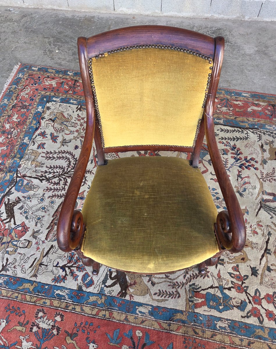 Pair Of Mahogany Armchairs, Empire Style, 19th-century -photo-5