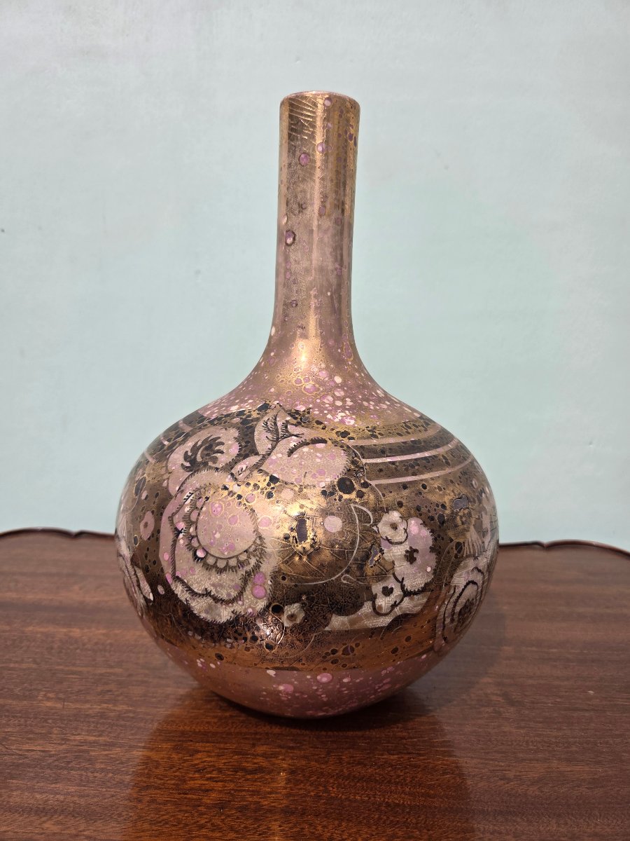 Vase Monacis, Vallauris, décor métallisé, vers 1955-1965. D'époque XXème -photo-2