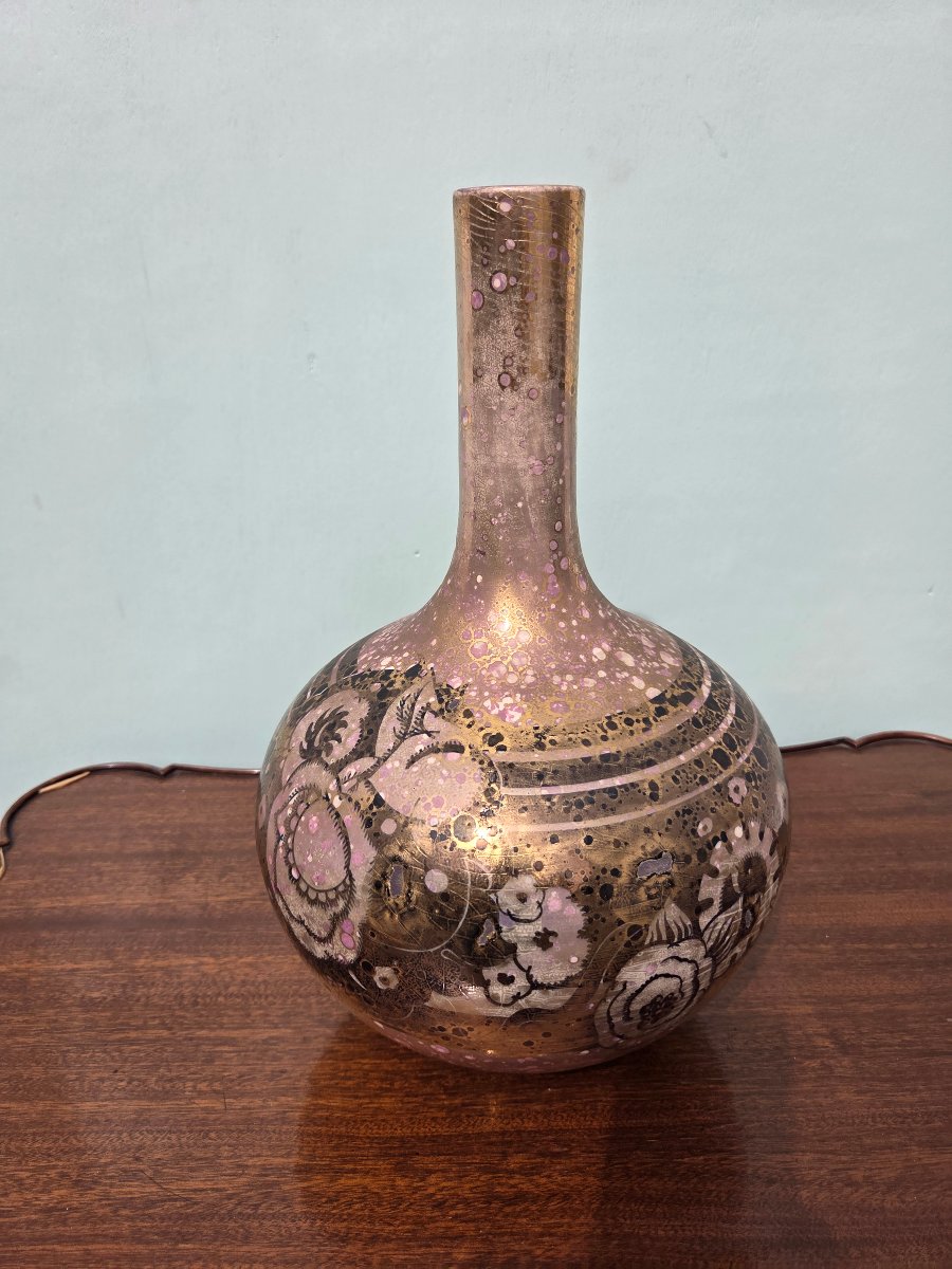 Vase Monacis, Vallauris, décor métallisé, vers 1955-1965. D'époque XXème -photo-1