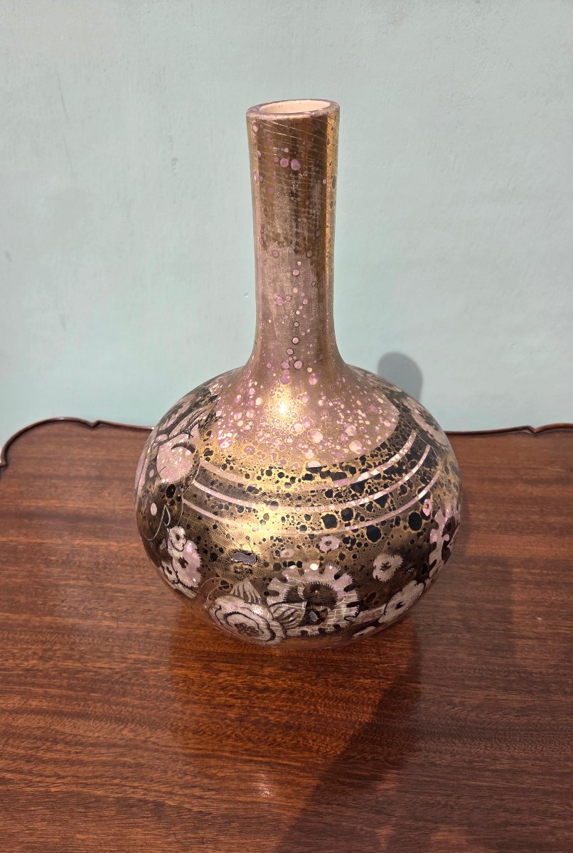 Vase Monacis, Vallauris, décor métallisé, vers 1955-1965. D'époque XXème 