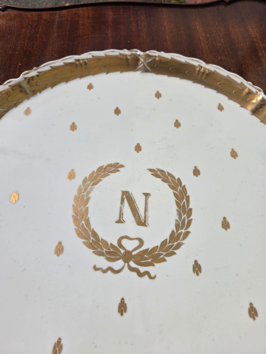 Plateau en porcelaine de Paris à décor impérial « N », Empire, Époque Napoléon III-photo-7