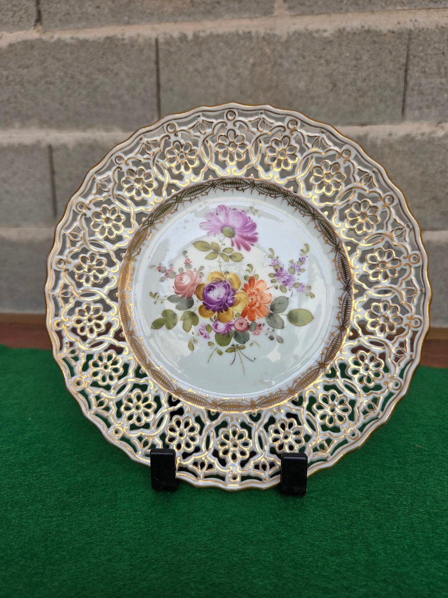 Set Of Four Openwork Dessert Plates Made Of Meissen Porcelain, 20th Century-photo-2