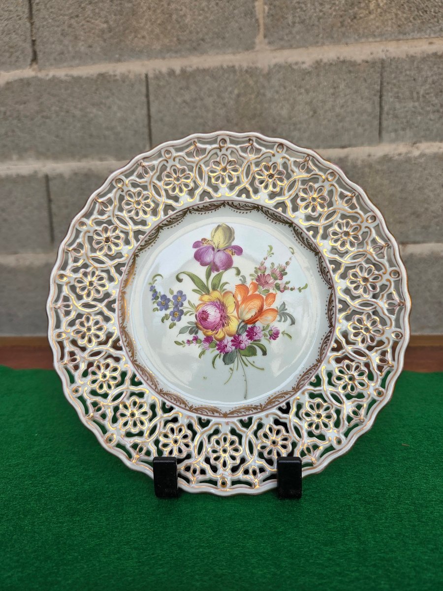 Set Of Four Openwork Dessert Plates Made Of Meissen Porcelain, 20th Century-photo-5