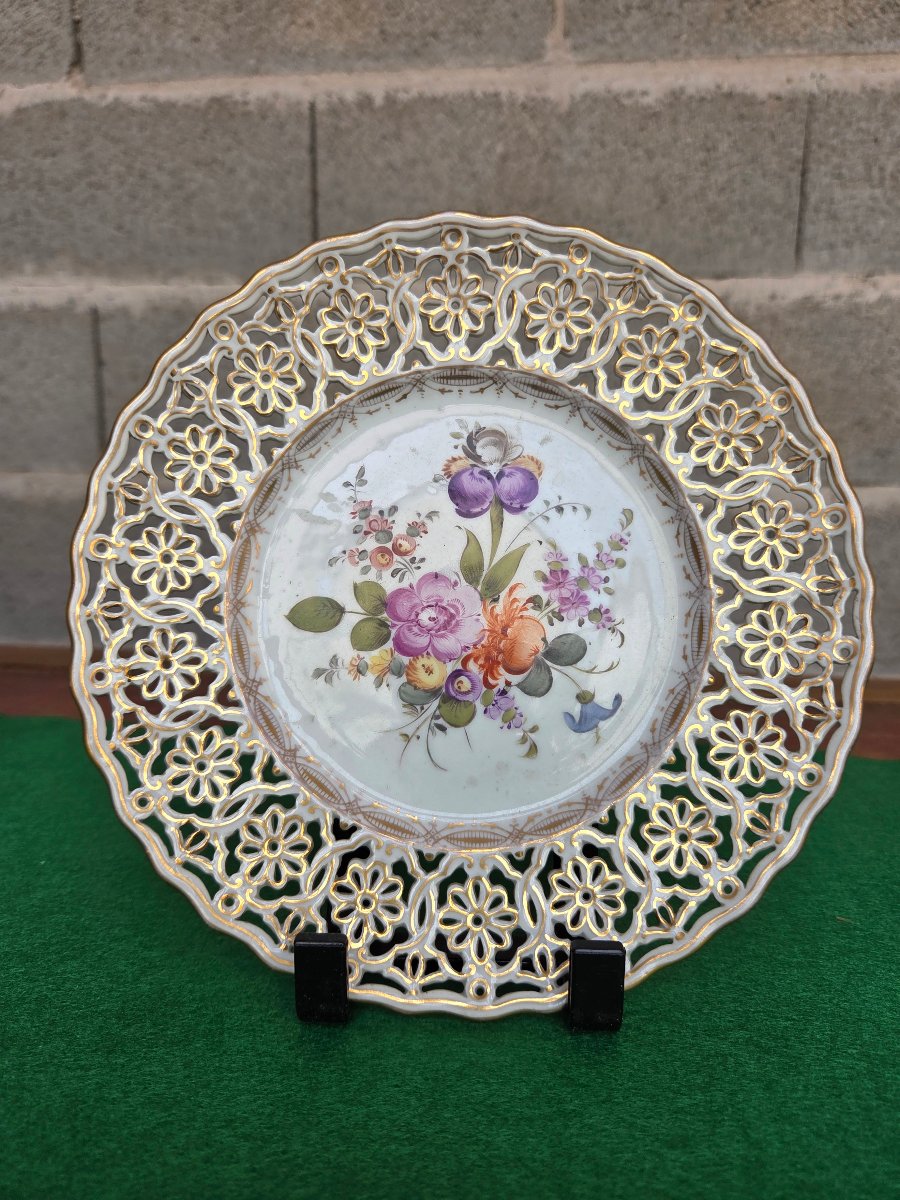 Set Of Four Openwork Dessert Plates Made Of Meissen Porcelain, 20th Century-photo-8