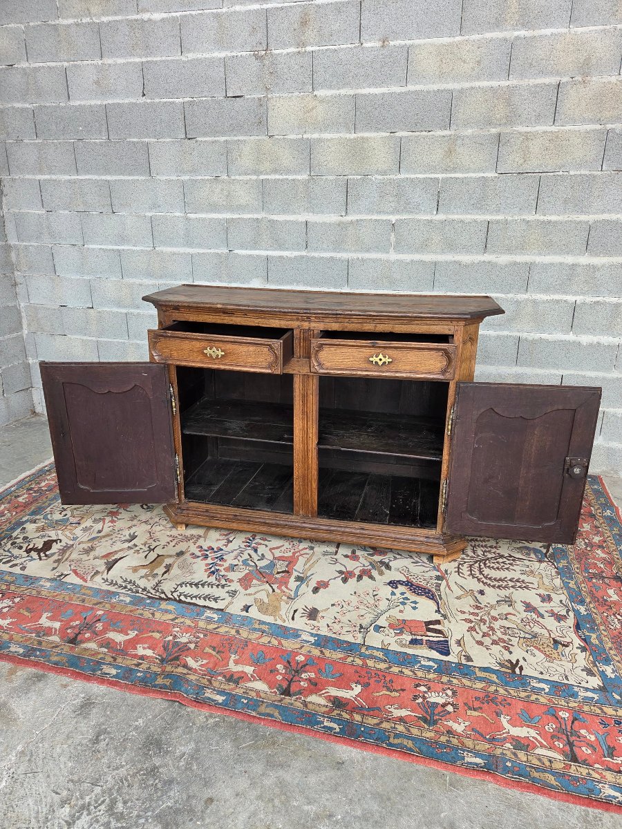 Low Oak Sideboard, Two Drawers, Two Louis XV-style Doors, Late 18th Century -photo-7