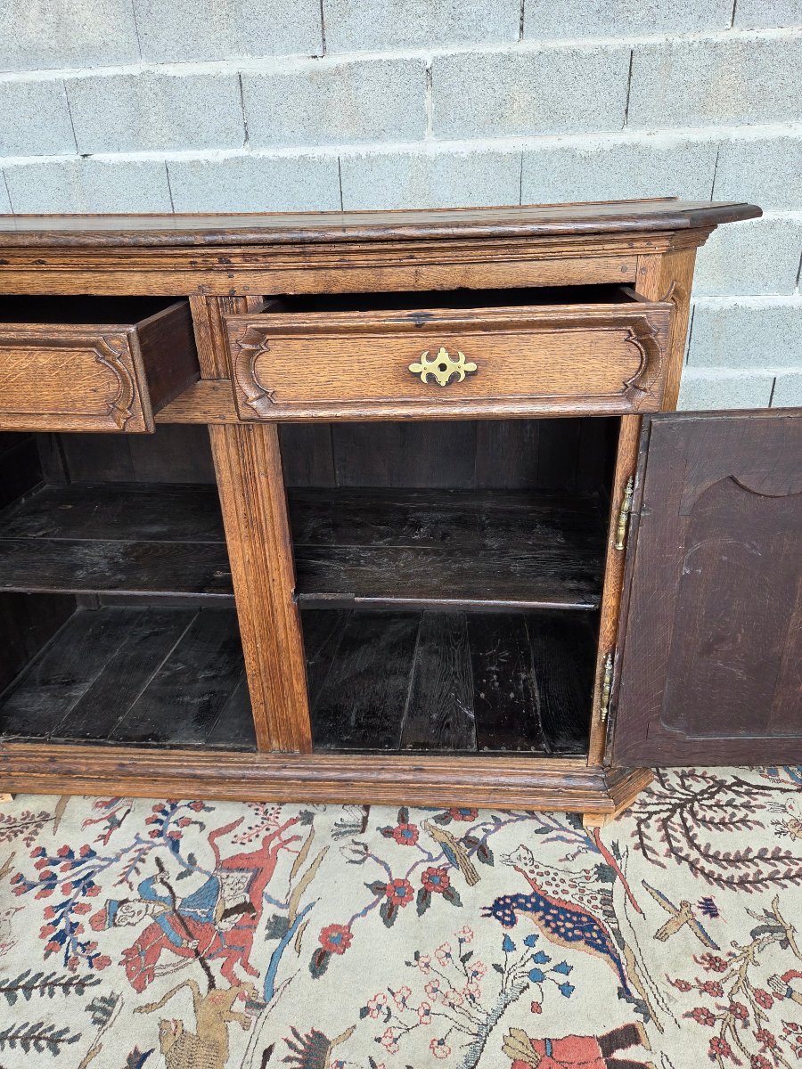 Low Oak Sideboard, Two Drawers, Two Louis XV-style Doors, Late 18th Century -photo-8