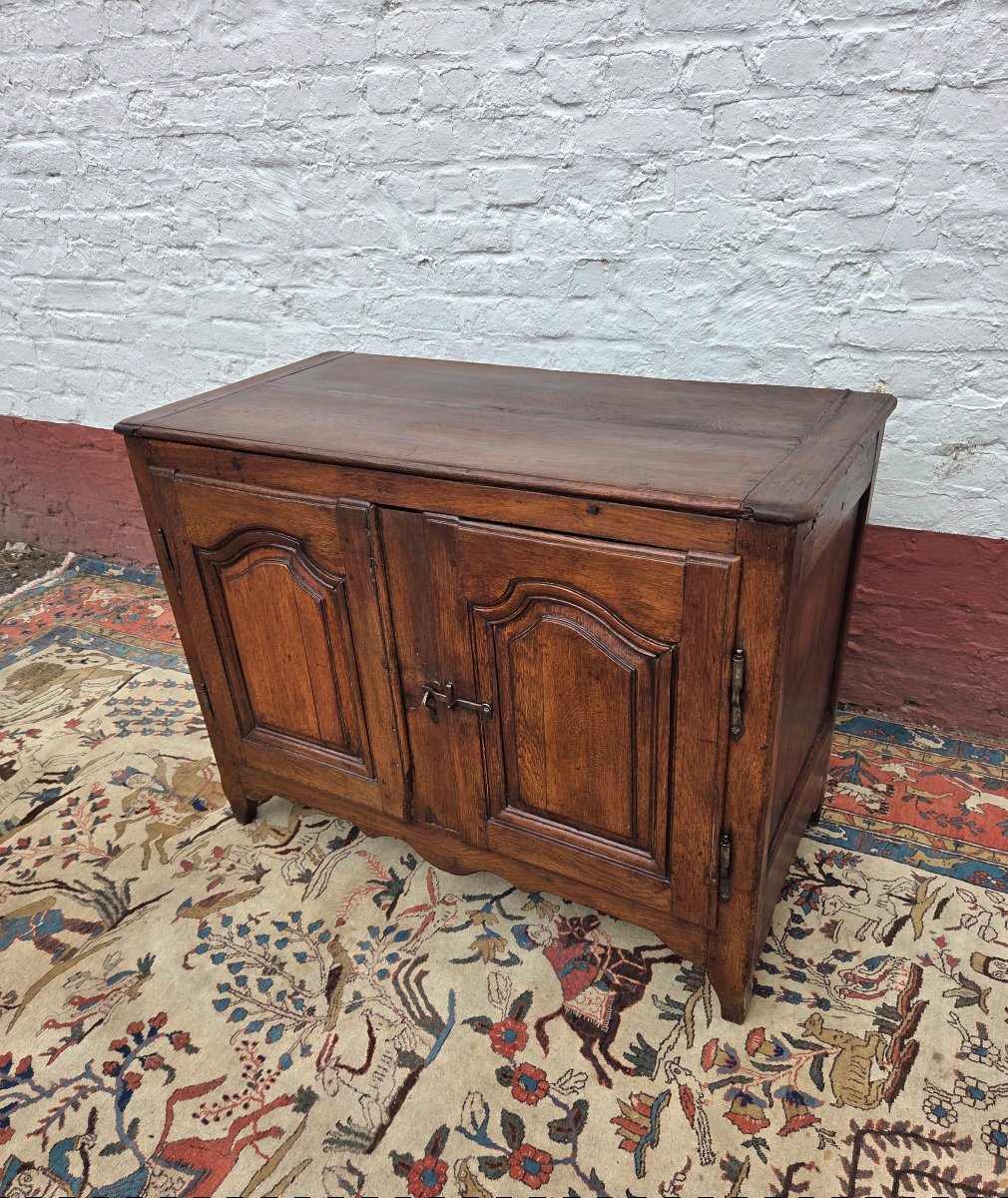 Louis XV-style Low Sideboard In Molded Oak, Dating From The 18th Century-photo-2