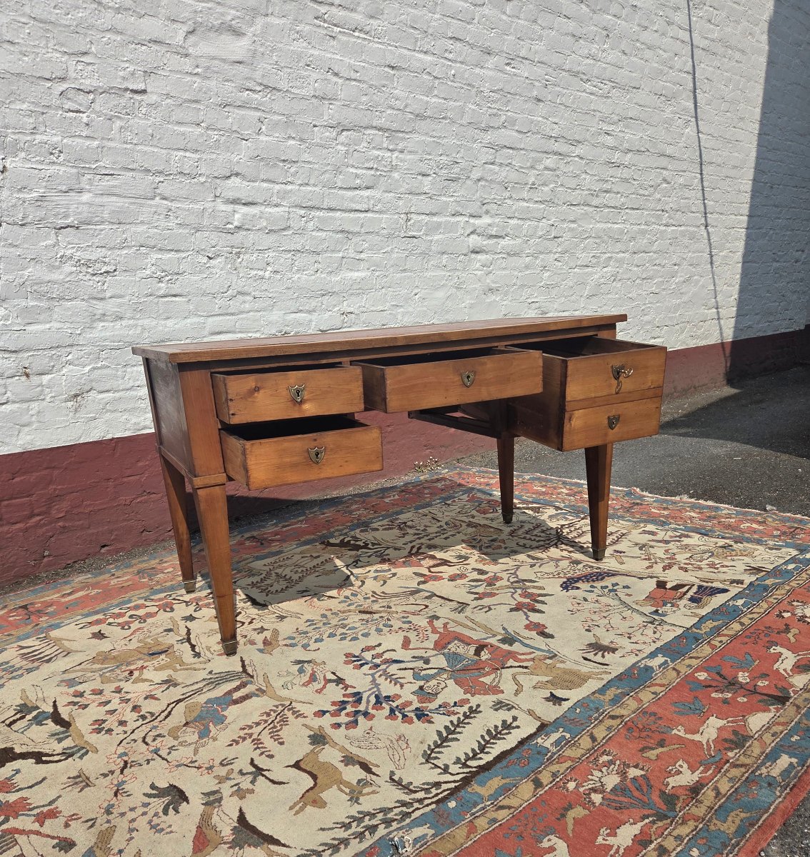 Louis XVI-style Cherry Wood Desk, 19th-century-photo-2