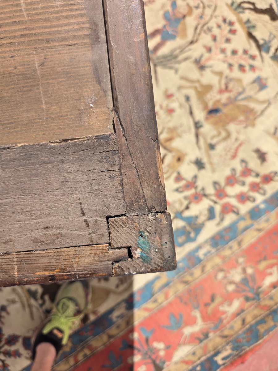 Commode sauteuse, en marqueterie. Louis XVI d'époque XVIIIᵉ siècle.-photo-4