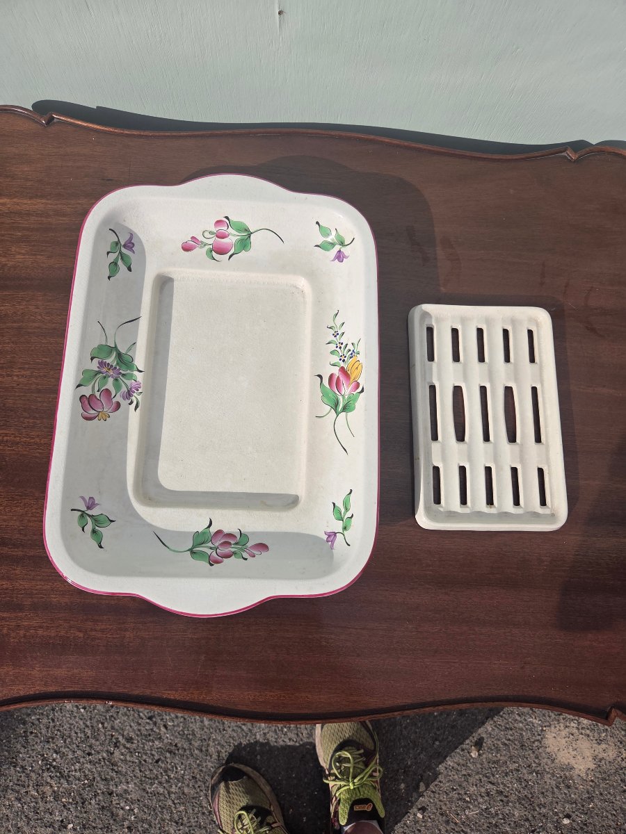 Antique Lunéville K&amp;g Earthenware Soap Dish, Floral Design – Circa 1920–1940-photo-4