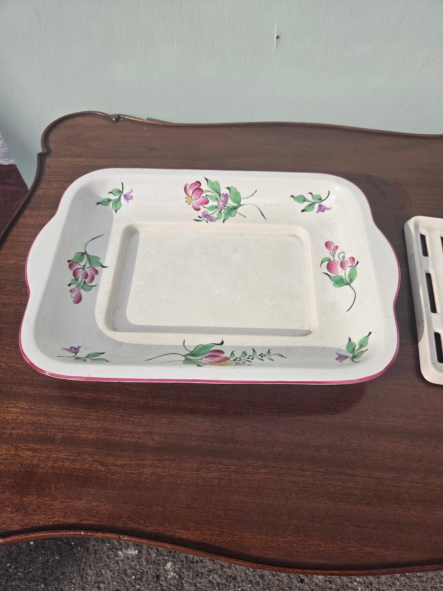 Antique Lunéville K&amp;g Earthenware Soap Dish, Floral Design – Circa 1920–1940-photo-1