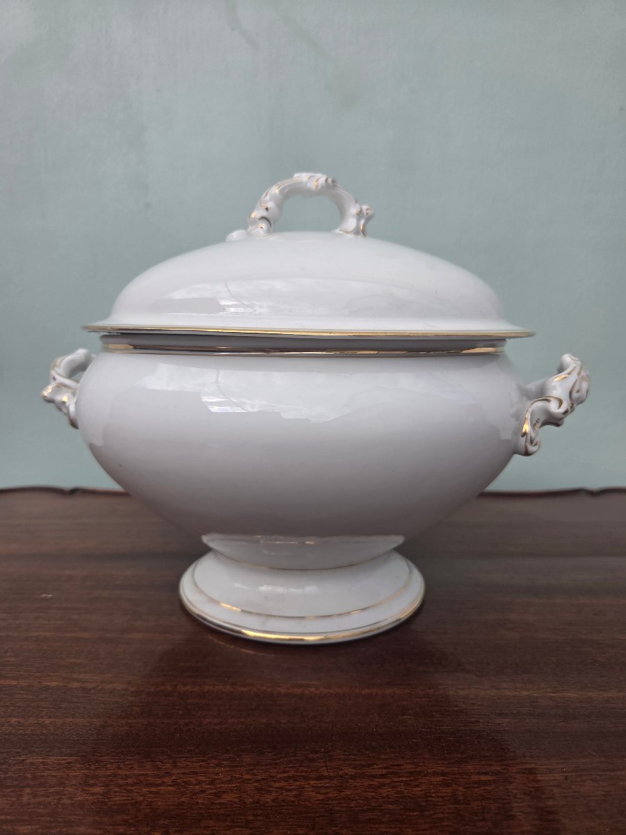 Soupière en porcelaine de Lourioux,  Style Louis XV. D'époque XXᵉ siècle-photo-5