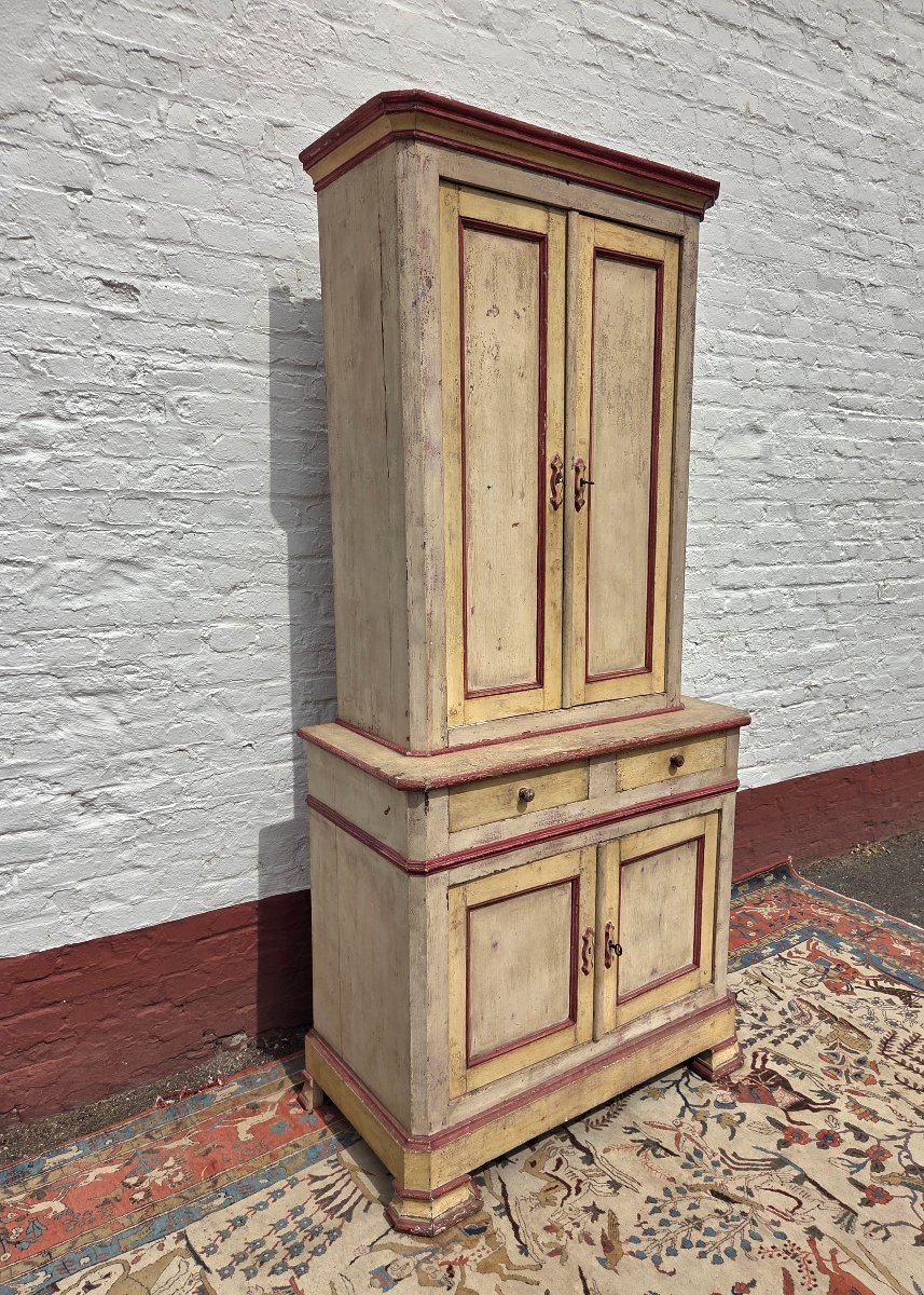A Two-piece Painted, Rustic Cabinet. 19th-century Piece-photo-2