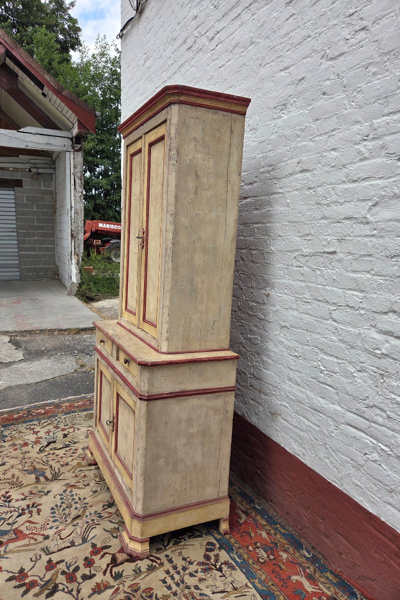 A Two-piece Painted, Rustic Cabinet. 19th-century Piece-photo-4