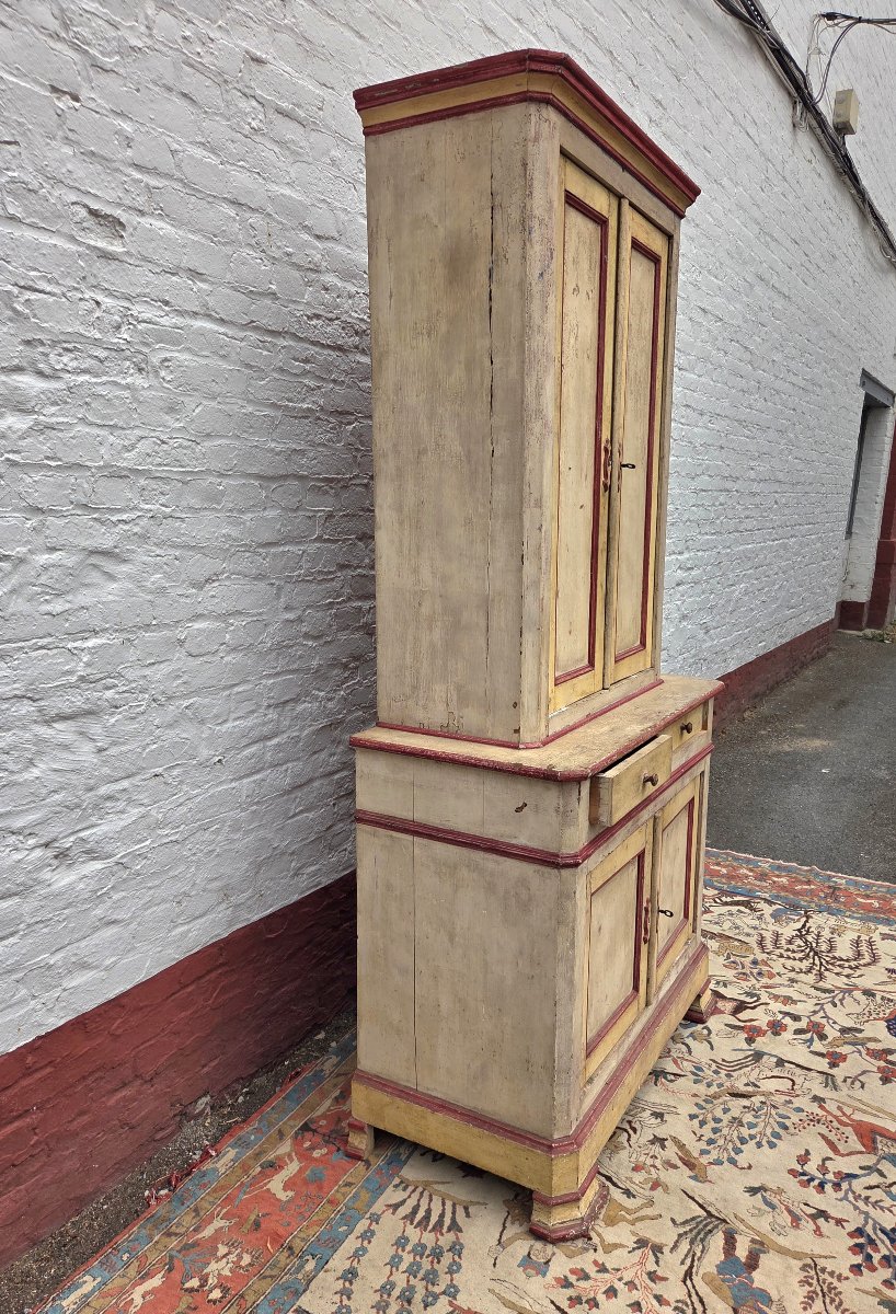 A Two-piece Painted, Rustic Cabinet. 19th-century Piece-photo-2