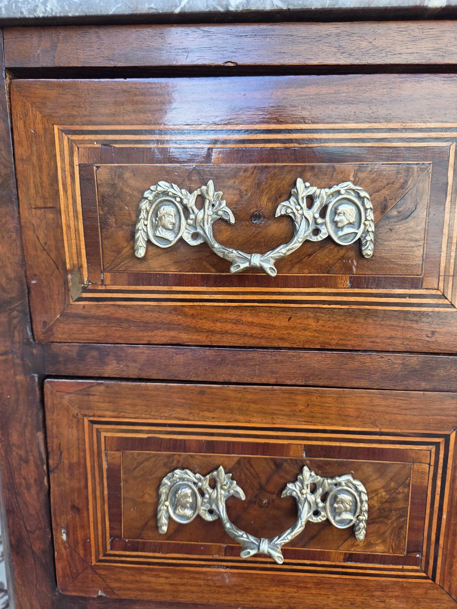 Commode Louis XVI en marqueterie. Époque XVIIIᵉ siècle-photo-5