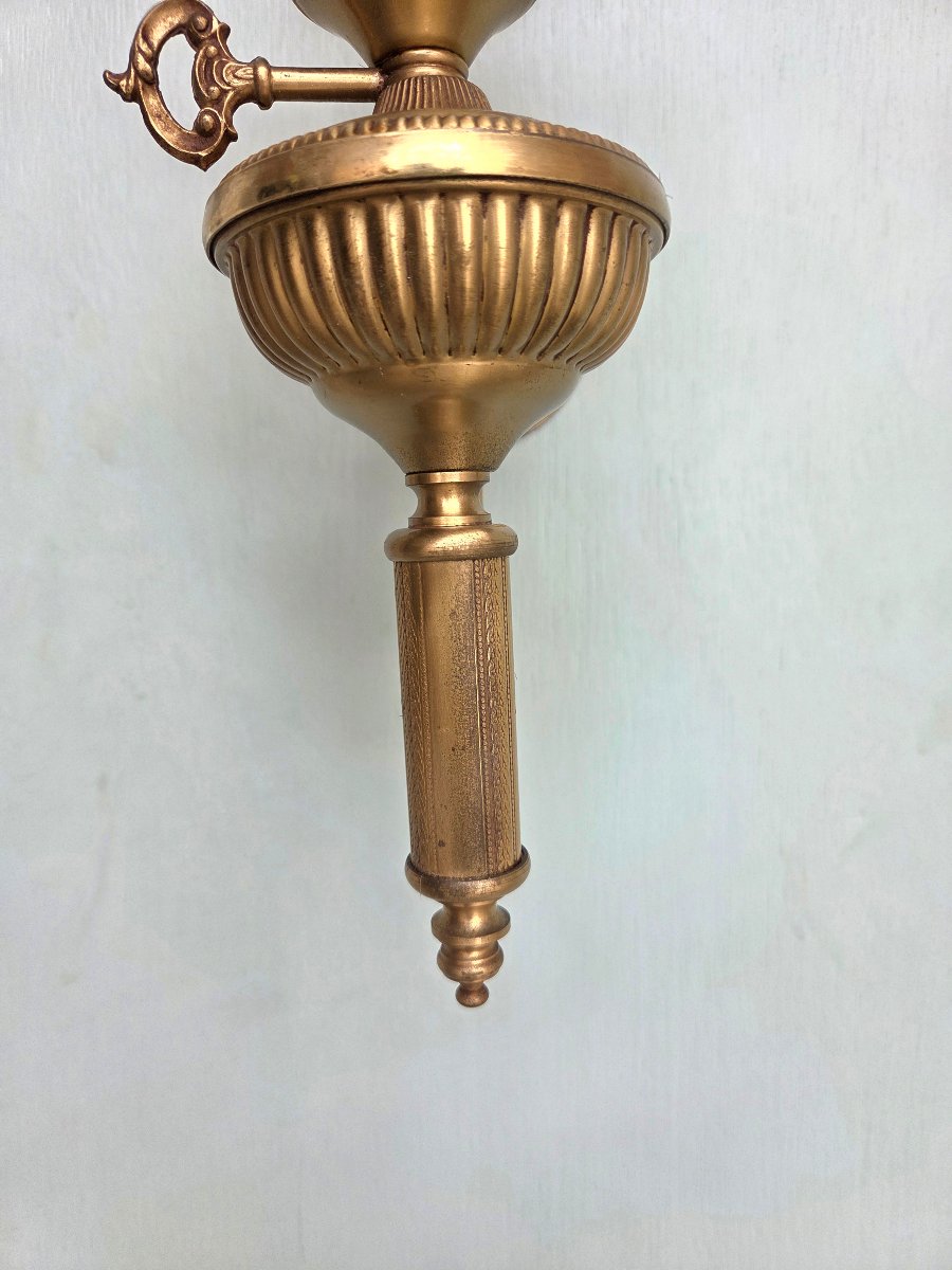 Pair Of Bronze And Gilded Brass Kerosene Wall Sconces. Empire/restoration Period, 19th Century-photo-4