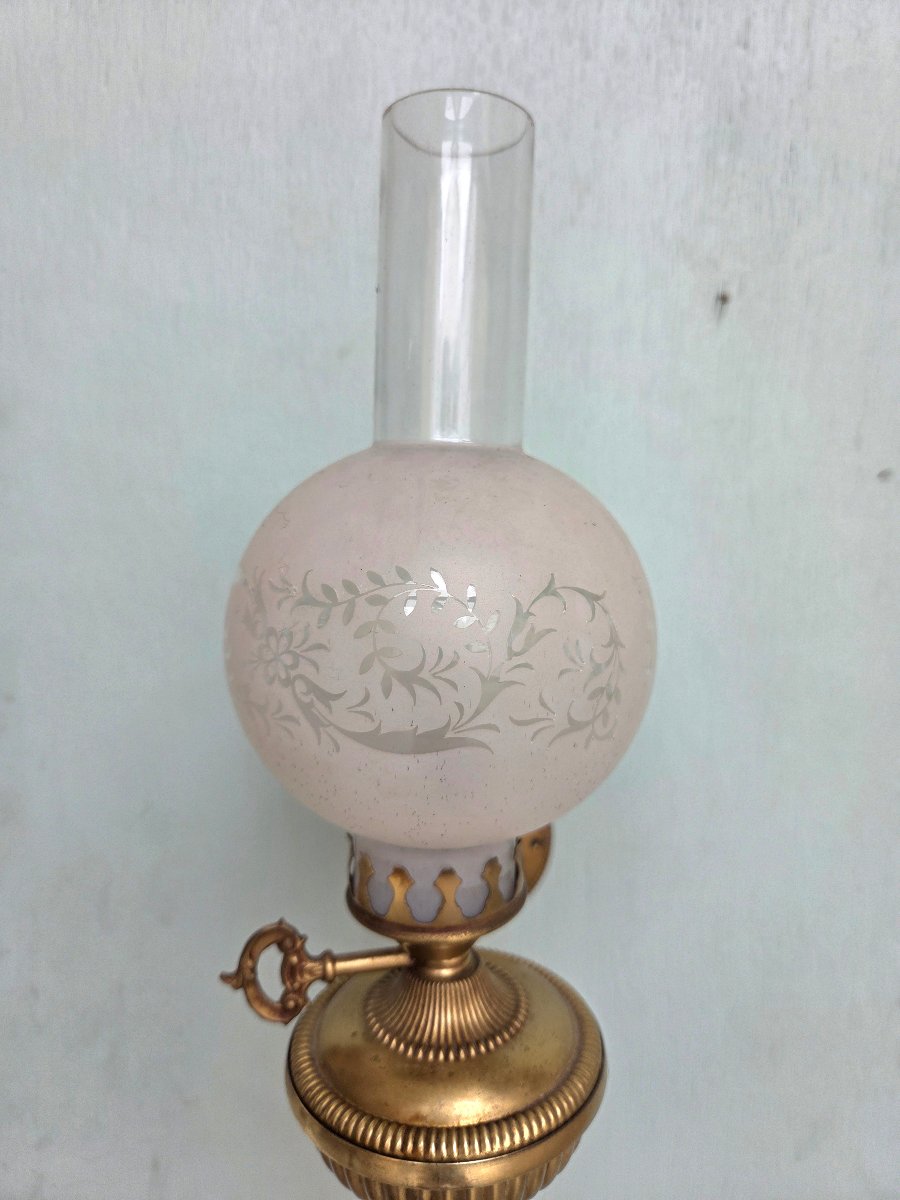 Pair Of Bronze And Gilded Brass Kerosene Wall Sconces. Empire/restoration Period, 19th Century-photo-3