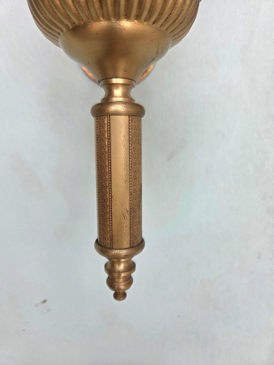 Pair Of Bronze And Gilded Brass Kerosene Wall Sconces. Empire/restoration Period, 19th Century-photo-4
