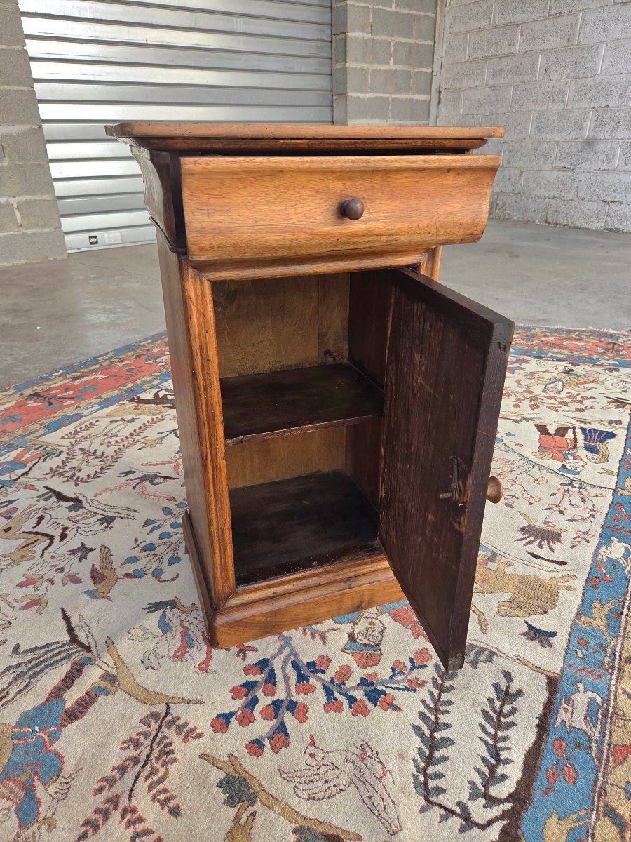 Louis-philippe-style Nightstand In Walnut And Burl Walnut. 19th-century. -photo-2