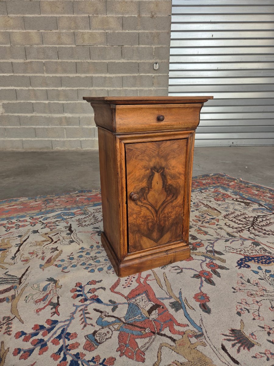 Louis-philippe-style Nightstand In Walnut And Burl Walnut. 19th-century. -photo-3