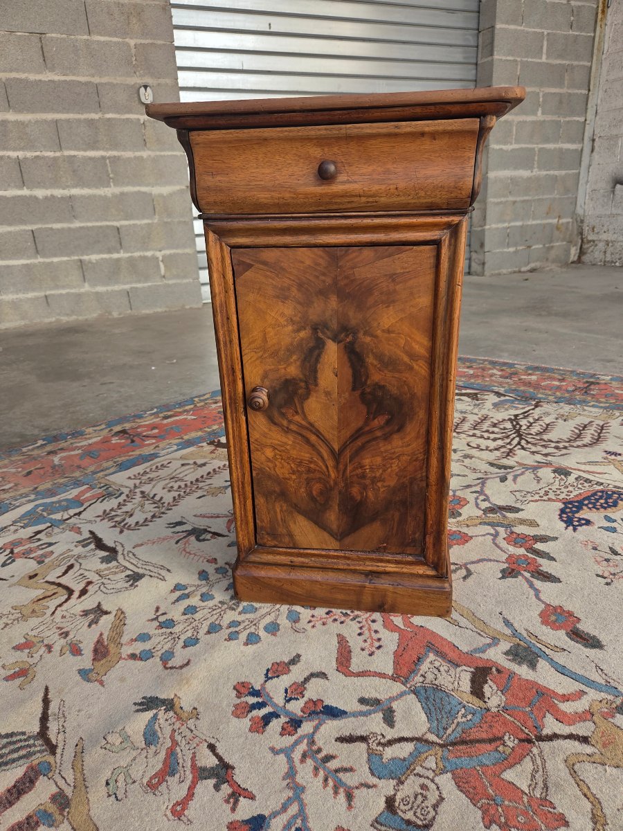 Louis-philippe-style Nightstand In Walnut And Burl Walnut. 19th-century. -photo-7