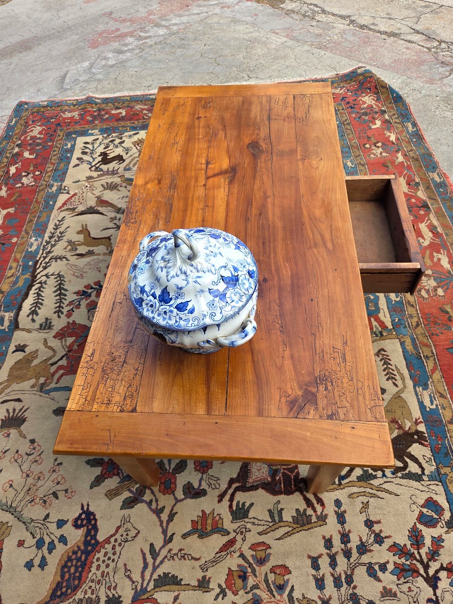 Solid Cherry Wood Coffee Table, Directoire Style, 19th Century.-photo-3