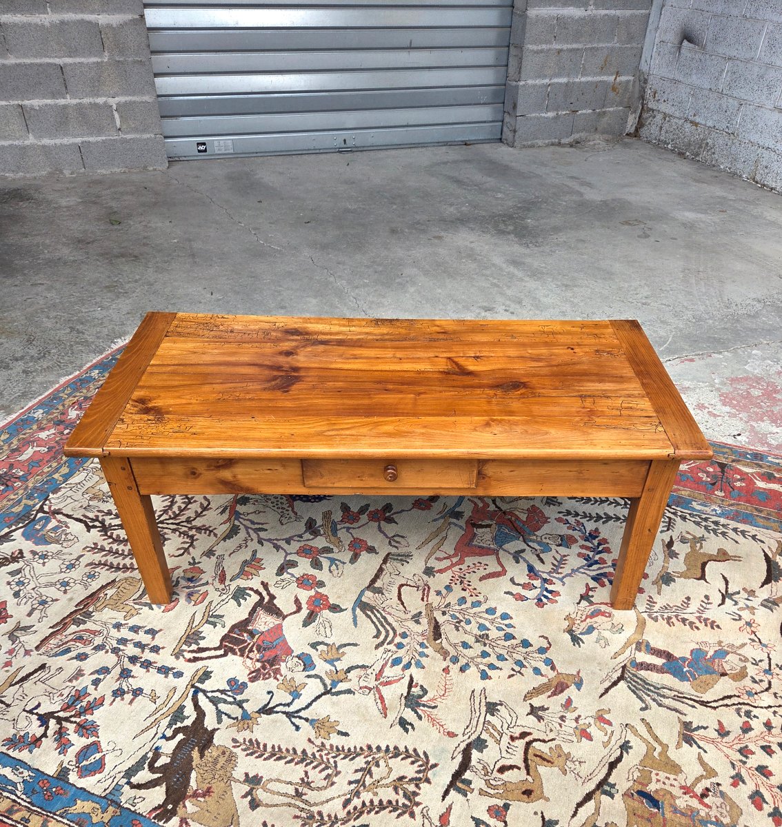 Solid Cherry Wood Coffee Table, Directoire Style, 19th Century.-photo-4