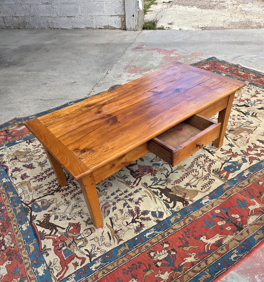 Solid Cherry Wood Coffee Table, Directoire Style, 19th Century.-photo-6