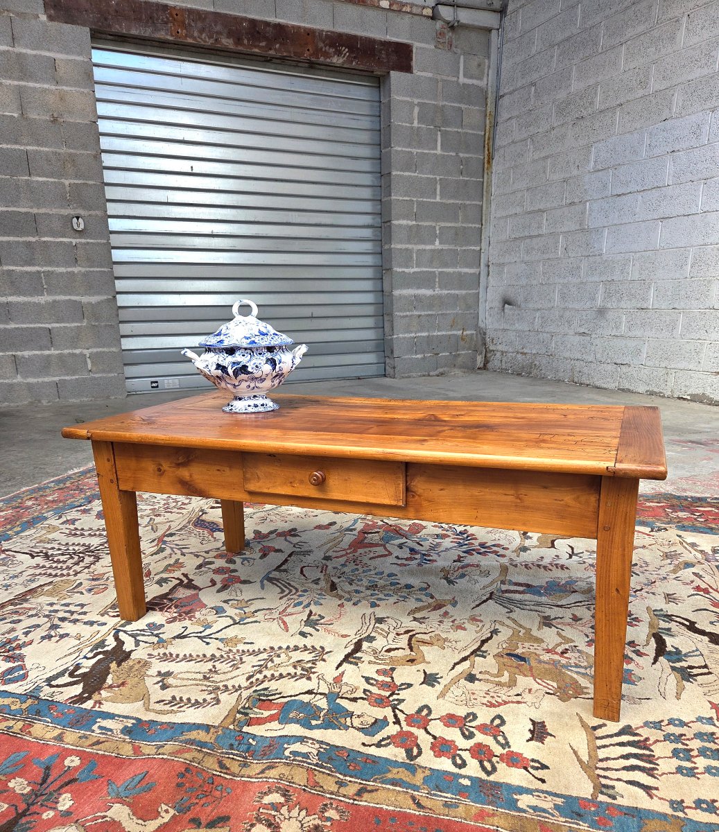 Solid Cherry Wood Coffee Table, Directoire Style, 19th Century.