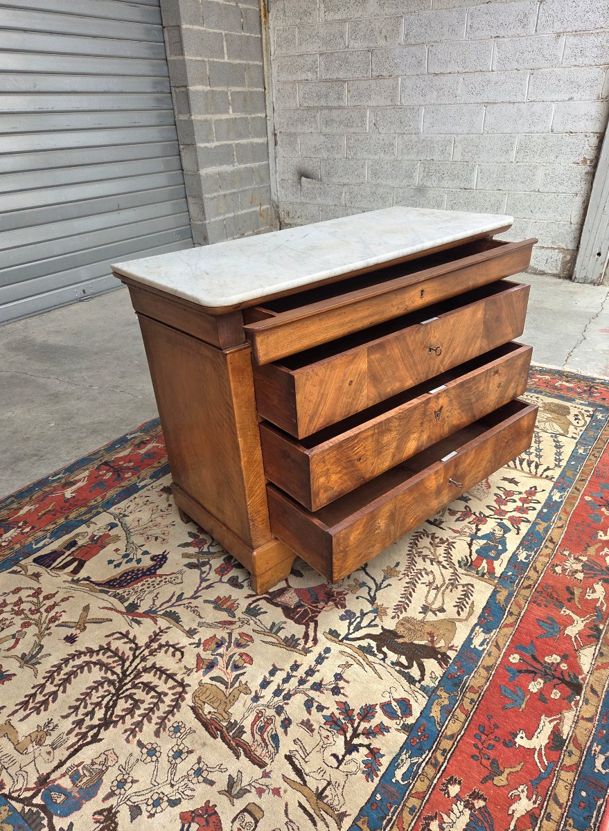 Louis-philippe Chest Of Drawers In Walnut And Walnut Veneer. 19th-century Piece-photo-2
