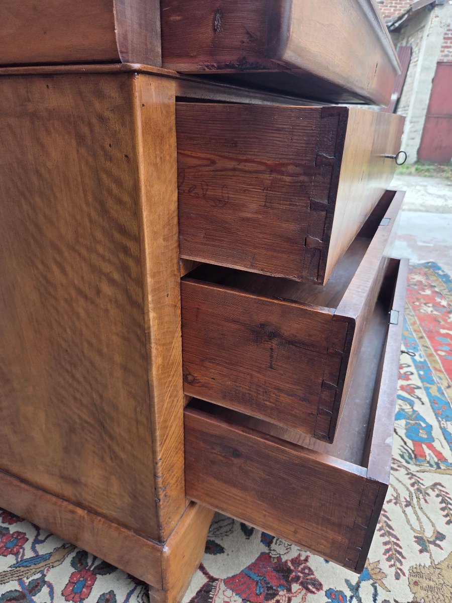 Louis-philippe Chest Of Drawers In Walnut And Walnut Veneer. 19th-century Piece-photo-3