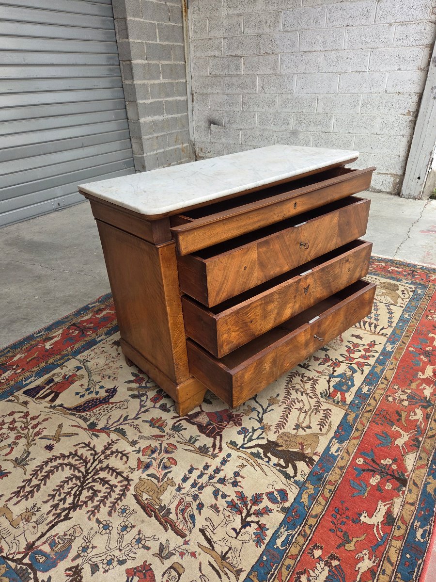 Louis-philippe Chest Of Drawers In Walnut And Walnut Veneer. 19th-century Piece-photo-2