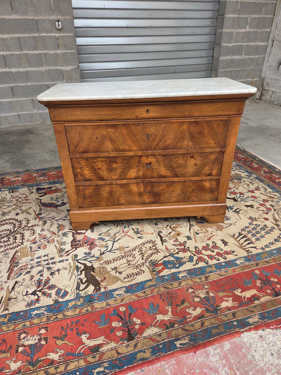 Louis-philippe Chest Of Drawers In Walnut And Walnut Veneer. 19th-century Piece-photo-3