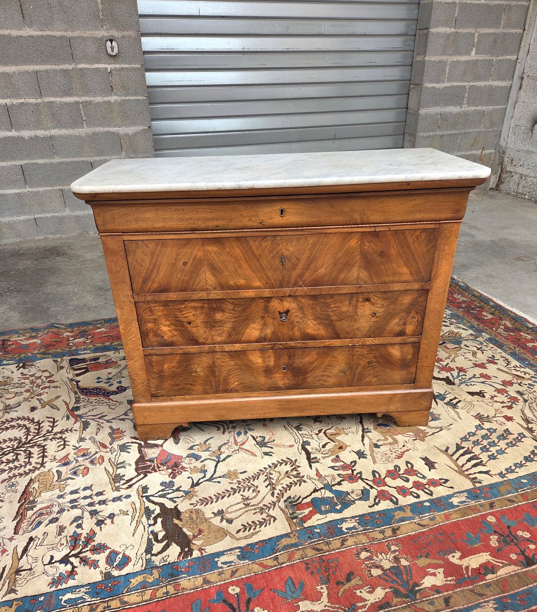 Louis-philippe Chest Of Drawers In Walnut And Walnut Veneer. 19th-century Piece-photo-4