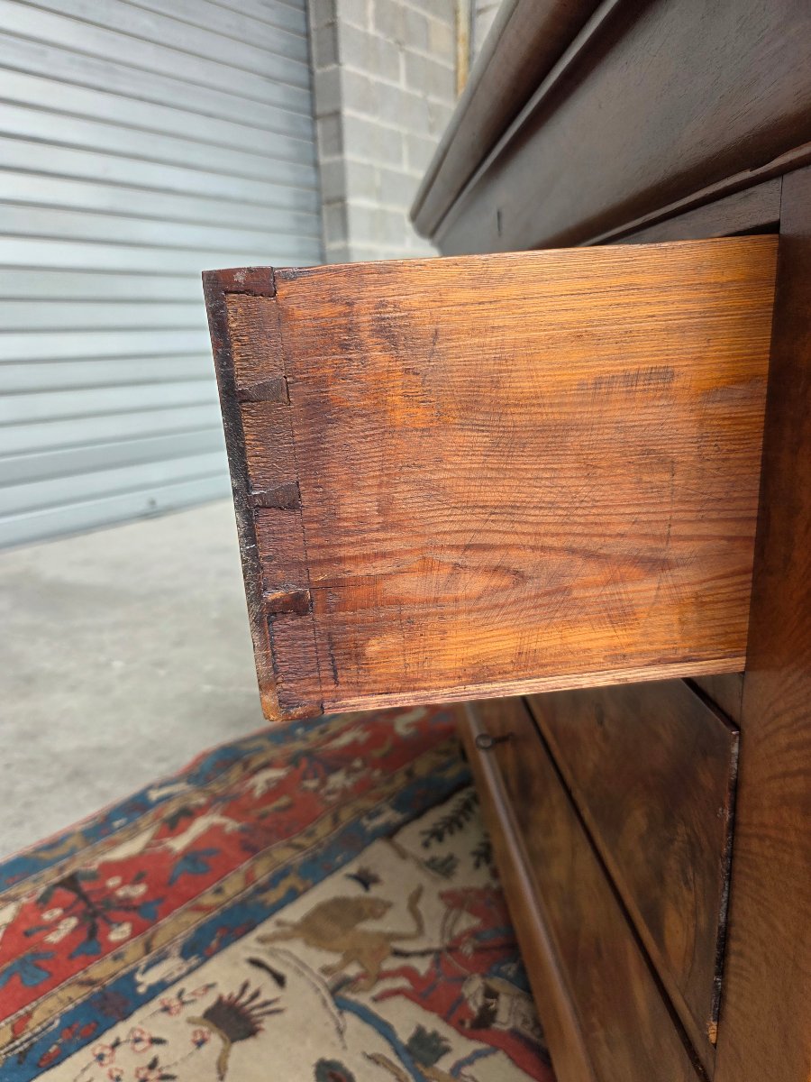 Louis-philippe Chest Of Drawers In Walnut And Walnut Veneer. 19th-century Piece-photo-8