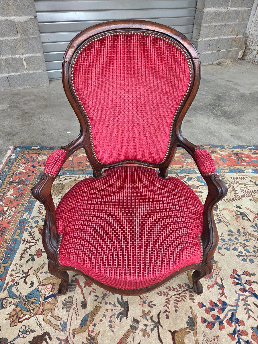Paire de fauteuils en noyer style Louis XV – Époque Napoléon III-photo-2