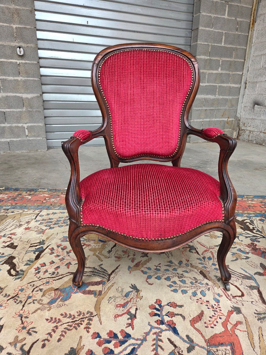 Paire de fauteuils en noyer style Louis XV – Époque Napoléon III-photo-6
