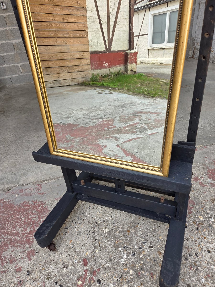 Miroir Louis XVI en bois doré à l’or fin, glace au mercure, d'époque XIXᵉ siècle-photo-4