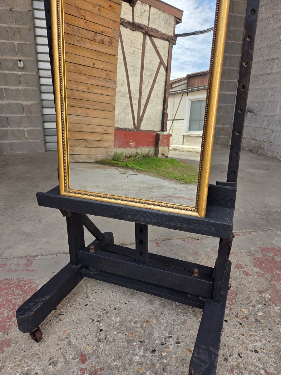 Miroir Louis XVI en bois doré à l’or fin, glace au mercure, d'époque XIXᵉ siècle-photo-5